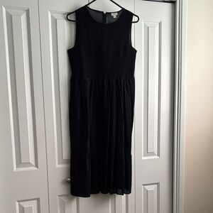 J.Crew Black Smocked Midi Dress